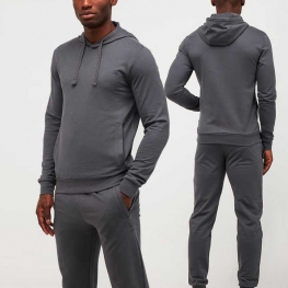 Fall Slim Fit Sweatsuit Men Outfits 2 Piece Hoodie Jogger Fitness Set Custom Logo Stacked Blank Tracksuits